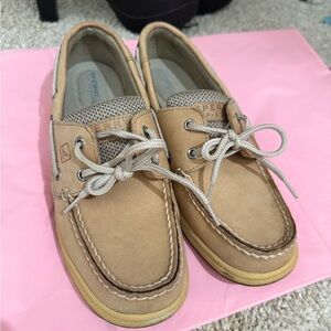 Sperry Beige Leather Boat Shoes
